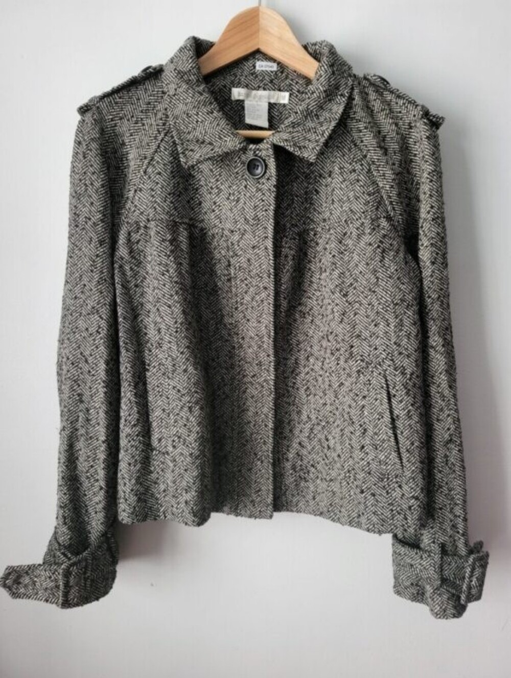 HANNA & GRACIE Gray Herringbone Women's Lightweight Jacket